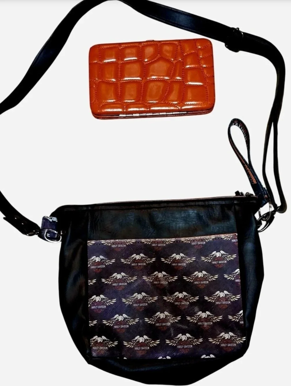 Harley-Davidson Retro Leather Purse & Orange Wallet Bundle